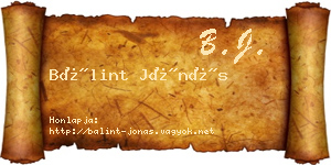 Bálint Jónás névjegykártya