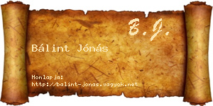 Bálint Jónás névjegykártya